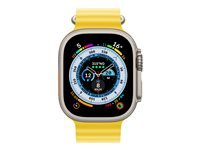 Apple Watch Ultra - 49 mm - titane - montre intelligente avec Bracelet Océan - fluoroélastomère - jaune - taille du poignet : 130-200 mm - 32 Go - Wi-Fi, LTE, UWB, Bluetooth - 4G - 61.3 g MNHG3NF/A