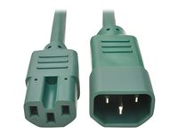 Tripp Lite 6ft Heavy Duty Power Extension Cord 15A 14 AWG C14 C15 Green 6' - Câble d'alimentation - IEC 60320 C14 pour IEC 60320 C15 - CA 250 V - 15 A - 1.8 m - moulé - vert P018-006-AGN
