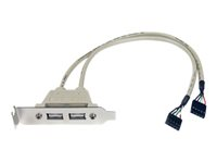 StarTech.com Câble adaptateur USB 2.0 IDC 5 broches vers plaque à 2 ports USB A - Faible encombrement - 2x IDC (F) - 2x USB 2.0 A (F) - Panneau USB - USB (F) pour connecteur en ligne 5 broches (F) USBPLATELP