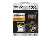 PNY Turbo Performance - Carte mémoire flash - 128 Go - UHS Class 3 / Class10 - SDXC UHS-I SD128TURPER90-EF