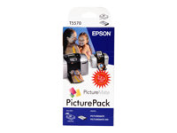 Epson PicturePack T5570 - 1 - couleur (cyan, magenta, jaune, rouge, bleu, noir) - cartouche imprimante/kit papier - pour PictureMate 500, Deluxe Viewer Edition, Express Edition, Mobile Phone Edition C13T557040BH