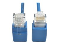 Eaton Tripp Lite Series Right-Angle Cat6 Gigabit Snagless Molded Slim UTP Ethernet Cable (RJ45 M/M), Blue, 2 ft. (0.61 m) - Cordon de raccordement - RJ-45 (M) pour RJ-45 (M) - 61 cm - UTP - CAT 6 - moulé, connecteur à angle droit, sans crochet, bloqué - bleu N201-SR2-BL