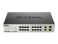 D-Link DES 1018MP - Commutateur - non géré - 16 x 10/100 (PoE) + 2 x SFP Gigabit combiné - de bureau - PoE (80 W) DES-1018MP