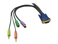 C2G Ultima 5-in-1 - Câble clavier/vidéo/souris/audio - PS/2, HD-15 (VGA), mini jack stéréo (M) pour PS/2, HD-15 (VGA), mini jack stéréo (M) - 10 m - Charbon 81733