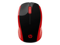 HP 200 - Souris - droitiers et gauchers - optique - sans fil - 2.4 GHz - récepteur sans fil USB - rouge - pour HP 20, 22, 24, 27, 460; Pavilion 14, 15, 24, 27, 590, 595, TP01 2HU82AA#ABB