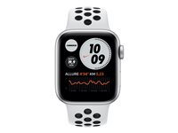 Apple Watch Nike SE (GPS) - 40 mm - aluminium argenté - montre intelligente avec bracelet sport Nike - fluoroélastomère - platine pure/noir - taille du bracelet : S/M/L - 32 Go - Wi-Fi, Bluetooth - 30.49 g MYYD2NF/A