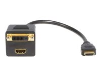 StarTech.com Splitter video HDMI vers HDMI et DVI de 30 cm - Répartiteur video - liaison double - DVI-D, HDMI femelle pour HDMI mâle - 30.5 cm - blindé - noir - pour P/N: HDMIROTMM6 HDMISPL1DH