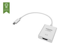 Adaptateur professionnel USB-C vers HDMI de qualité installation VISION - GARANTIE À VIE - se branche sur l'USB-C et présente une prise HDMI de taille standard - résolution maximale 4K à 30 Hz - USB-C 3.1 (M) vers HDMI (F) - pilote intégré à l'adaptateur  TC-USBCHDMI