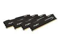 HyperX FURY - DDR4 - 64 Go: 4 x 16 Go - DIMM 288 broches - 2400 MHz / PC4-19200 - CL15 - 1.2 V - mémoire sans tampon - non ECC - noir HX424C15FBK4/64