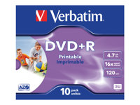Verbatim DataLifePlus - 10 x DVD+R - 4.7 Go 16x - surface imprimable par jet d'encre - boîtier CD 43508