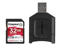 Kingston Canvas React Plus - Carte mémoire flash - 32 Go - Video Class V90 / UHS-II U3 / Class10 - SDHC UHS-II MLPR2/32GB