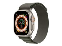 Apple Watch Ultra - 49 mm - titane - montre intelligente avec Boucle Alpine - textile - vert - taille du bracelet : L - 32 Go - Wi-Fi, LTE, UWB, Bluetooth - 4G - 61.3 g MQFP3NF/A