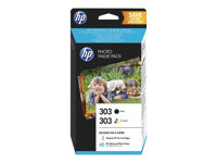 HP 303 Photo Value Pack - Brillant - pack de 2 - 4 ml - noir, couleur (cyan, magenta, jaune) - blister - cartouche imprimante/kit papier - pour ENVY Photo 62XX, Photo 71XX, Photo 78XX; ENVY Inspire 72XX, 79XX Z4B62EE#301