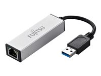 Fujitsu USB 3.0 Gigabit LAN Adapter - Adaptateur réseau - USB 3.0 - Gigabit Ethernet - noir, argent - pour Celsius J550, J580; CELSIUS Mobile H970; ESPRIMO D538/E94, D738/E94, D958, D958/E94, Q956 S26391-F6055-L520