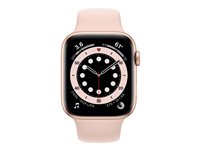 Apple Watch Series 6 (GPS + Cellular) - 44 mm - or-aluminium - montre intelligente avec bande sport - fluoroélastomère - sable rose - taille du bracelet : S/M/L - 32 Go - Wi-Fi, Bluetooth - 4G - 36.5 g MG2D3NF/A