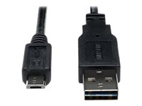 Tripp Lite 3ft USB 2.0 High Speed Cable 28/24AWG Reversible A to 5Pin Micro B M/M 3' - Câble USB - Micro-USB de type B (M) pour USB (M) - USB 2.0 - 91 cm - noir UR050-003-24G