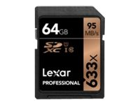 Lexar Professional - Carte mémoire flash - 64 Go - UHS-I U1 / Class10 - 633x - SDXC UHS-I LSD64GCB1NL633