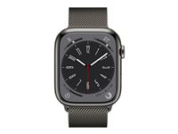 Apple Watch Series 8 (GPS + Cellular) - 45 mm - acier inoxydable graphite - montre intelligente avec boucle milanaise - taille du poignet : 150-200 mm - 32 Go - Wi-Fi, LTE, Bluetooth, UWB - 4G - 51.5 g MNKX3NF/A