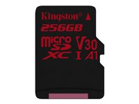 Kingston Canvas React - Carte mémoire flash (adaptateur microSDXC vers SD inclus(e)) - 256 Go - A1 / Video Class V30 / UHS-I U3 / Class10 - microSDXC UHS-I SDCR/256GB