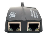 Tripp Lite USB 3.0 to Dual Port Gigabit Ethernet Adapter RJ45 10/100/1000 Mbps - Adaptateur réseau - USB 3.0 - Gigabit Ethernet x 2 - noir U336-002-GB
