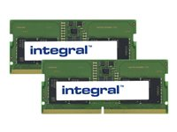 Integral - DDR5 - kit - 16 Go: 2 x 8 Go - SO DIMM 262 broches - 4800 MHz / PC5-38400 - CL40 - 1.1 V - mémoire sans tampon - non ECC IN5V8GNHWBXK2