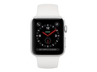Apple Watch Series 3 (GPS + Cellular) - 42 mm - aluminium argenté - montre intelligente avec bande sport - fluoroélastomère - blanc - taille de bande 140-210 mm - 16 Go - Wi-Fi, Bluetooth - 4G - 34.9 g MTH12ZD/A
