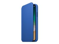 Apple - Protection à rabat pour téléphone portable - cuir - bleu électrique - pour iPhone X MRGE2ZM/A