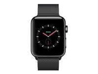 Apple Watch Series 3 (GPS + Cellular) - 38 mm - boîtier en acier noir inoxydable - montre intelligente avec boucle milanaise - acier inoxydable - boîtier noir - taille de bande 130-180 mm - 16 Go - Wi-Fi, Bluetooth - 4G - 42.4 g MR1Q2ZD/A