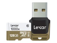 Lexar Professional - Carte mémoire flash - 128 Go - UHS Class 3 / Class10 - 1000x - microSDXC UHS-II LSDMI128CBNL1000R