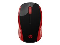 HP 200 - Souris - droitiers et gauchers - optique - sans fil - 2.4 GHz - récepteur sans fil USB - rouge - pour Pavilion 24, 27, 590, 595, TP01 2HU82AA