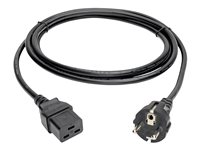 Eaton Tripp Lite Series EU Computer Power Cord , C19 to Schuko - 16A, 250V, 16 AWG, 8 ft. (2.43 m), Black - Câble d'alimentation - power CEE 7/7 (M) pour IEC 60320 C19 - CA 250 V - 2.4 m - moulé - noir P050-008