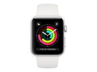 Apple Watch Series 3 (GPS) - 38 mm - aluminium argenté - montre intelligente avec bande sport - fluoroélastomère - blanc - taille du poignet : 130-200 mm - 8 Go - Wi-Fi, Bluetooth - 26.7 g MTEY2ZD/A