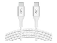 Belkin BOOST CHARGE - Câble USB - 24 pin USB-C (M) pour 24 pin USB-C (M) - USB 2.0 - 1 m - jusqu'à 240 W de puissance - blanc CAB015BT1MWH