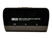 Tripp Lite USB 3.0 SuperSpeed to DVI and HDMI Dual Monitor Video Display Adapter - Adaptateur vidéo externe - USB 3.0 - DVI, HDMI - noir U344-001-HDDVI