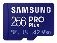 Samsung PRO Plus MB-MD256KB - Carte mémoire flash (adaptateur microSDXC vers SD inclus(e)) - 256 Go - A2 / Video Class V30 / UHS-I U3 / Class10 - microSDXC UHS-I - bleu MB-MD256KB/WW