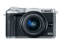 Canon EOS M6 - Appareil photo numérique - sans miroir - 24.2 MP - APS-C - 1080p / 60 pi/s - 8.3x zoom optique objectif EF-S 18 - 150 mm IS STM - Wi-Fi, NFC, Bluetooth - argent 1725C022