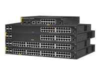 HPE Aruba 6000 24G Class4 PoE 4SFP 370W Switch - Commutateur - Géré - 24 x 10/100/1000 (PoE+) + 4 x Gigabit SFP - flux d'air côte à côte - Montable sur rack - PoE (370 W) - recommercialisé R8N87AR