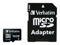 Verbatim - Carte mémoire flash (adaptateur microSDHC - SD inclus(e)) - 16 Go - Class 4 - micro SDHC 43968