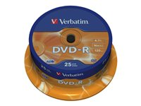 Verbatim - 25 x DVD-R - 4.7 Go 16x - argent mat - spindle 43522
