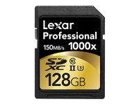 Lexar Professional - Carte mémoire flash - 128 Go - UHS Class 3 / Class10 - 1000x - SDXC UHS-II LSD128CRBNA1000