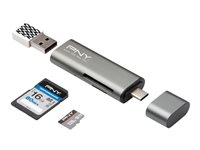 PNY - Lecteur de carte - 3 en 1 (SD, microSD, SDHC, microSDHC, SDXC, microSDXC) - USB-C R-TC-UA-3N1E01-RB