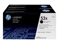 HP 53X - Pack de 2 - à rendement élevé - noir - originale - LaserJet - cartouche de toner (Q7553XD) - pour LaserJet M2727nf MFP, M2727nfs MFP, P2014, P2014n, P2015, P2015d, P2015dn, P2015n, P2015x Q7553XD
