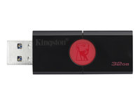 Kingston DataTraveler 106 - Clé USB - 32 Go - USB 3.1 Gen 1 - Noir sur rouge DT106/32GB