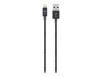 Belkin MIXIT Metallic Lightning to USB Cable - Câble Lightning - Lightning (M) pour USB (M) - 1.2 m - blindé - noir - pour Apple iPad/iPhone/iPod (Lightning) F8J144BT04-BLK