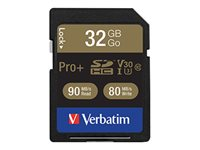 Verbatim PRO+ - Carte mémoire flash - 32 Go - UHS Class 3 / Class10 - SDHC UHS-I 49196