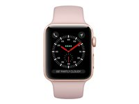 Apple Watch Series 3 (GPS + Cellular) - 42 mm - or-aluminium - montre intelligente avec bande sport - fluoroélastomère - sable rose - taille de bande 140-210 mm - 16 Go - Wi-Fi, Bluetooth - 4G - 34.9 g MQKP2ZD/A