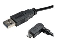 Tripp Lite 3ft USB 2.0 High Speed Cable Reversible A to Left Angle 5Pin Micro B M/M 3' - Câble USB - Micro-USB de type B (M) pour USB (M) - USB 2.0 - 91 cm - connecteur à angle gauche - noir UR050-003-LAB