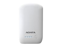 ADATA P10050 - Banque d'alimentation - 10050 mAh - 2.4 A - 2 connecteurs de sortie (USB) - sur le câble : Micro-USB - blanc AP10050-DUSB-5V-CWH