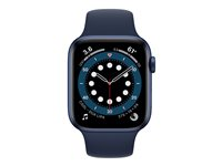 Apple Watch Series 6 (GPS + Cellular) - 44 mm - aluminium bleu - montre intelligente avec bande sport - fluoroélastomère - marine profond - taille du bracelet : S/M/L - 32 Go - Wi-Fi, Bluetooth - 4G - 36.5 g M09A3NF/A