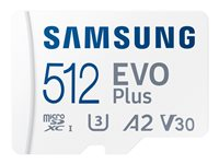 Samsung EVO Plus MB-MC512KA - Carte mémoire flash (adaptateur microSDXC vers SD inclus(e)) - 512 Go - A2 / Video Class V30 / UHS-I U3 / Class10 - microSDXC UHS-I - blanc MB-MC512KA/EU